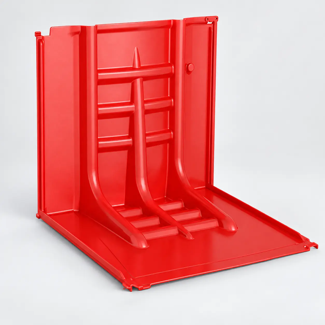 Render de producto de un módulo 100X rojo, con estructura vertical y base reforzada